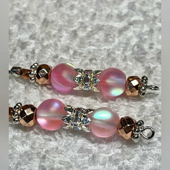 Cute mermaid glass earring in silver and rose gold - Picture 4 of 8
